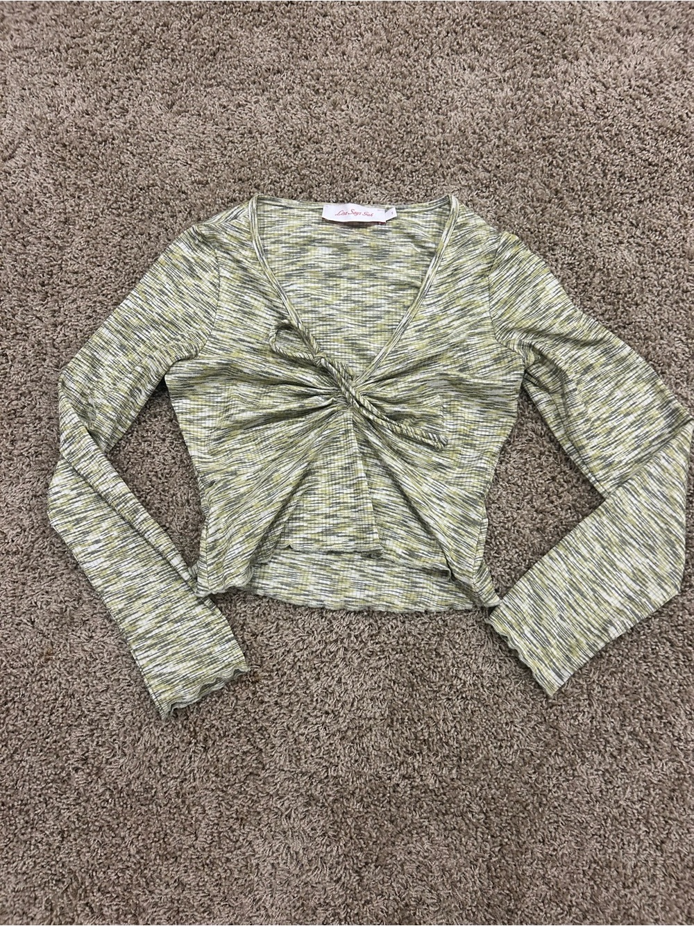Lisa Says Gah Long Sleeve Crop Top - Green Multi